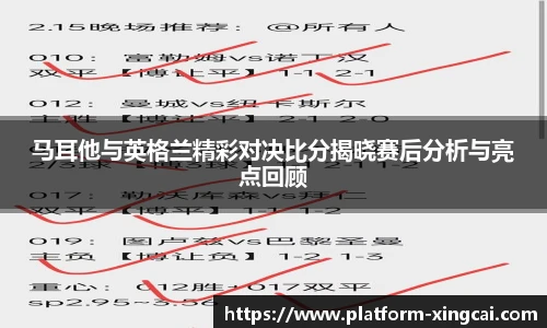 马耳他与英格兰精彩对决比分揭晓赛后分析与亮点回顾